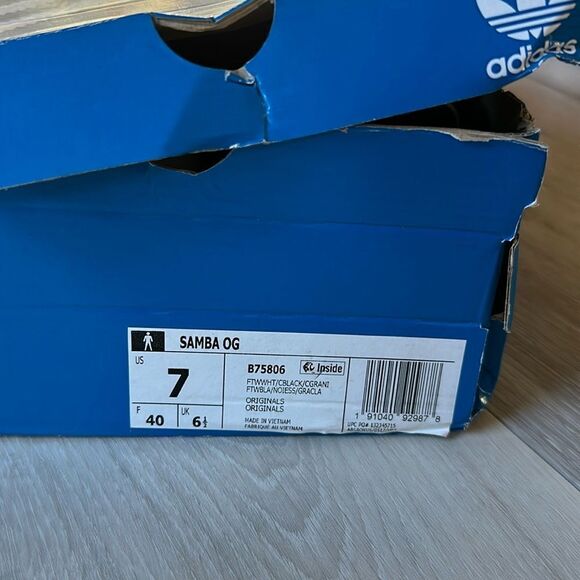 Adidas Samba OG Shoes Size 4.5 in Cloud White/Core Black/gum NWT in packaging - Picture 10 of 16
